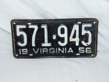1956 Vriginia License Plate Original Single Tag 571-945 Garage Art picture