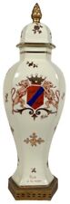 Antique Limoges French Painted Porcelain Armorial Vase Ginger Jar on Ormolu Base picture