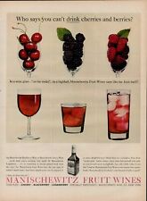 1959 Wine Alcohol Manischewitz Fruit 50s Vintage Print Ad Cherry Blackberry picture