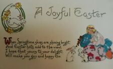🌟 Vintage Circa 1919 A Joyful Easter Postcard W/ Lady & Bunnies (j11 picture