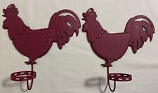 9.5” x 10” Set of 2 PartyLite Tin Metal Rooster Wall Tealight Holders Vintage picture