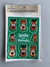 Vintage RODNEY and RHONDA Reindeer Hallmark Stickers Puffy Google Eye NOS 1986 picture