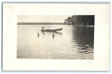c1910's Woman Boat Canoeing At Champion Lake Nebraska NE RPPC Photo Postcard picture
