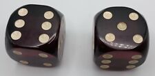 Rare Large Bakelite Dark Cherry Red Dice Pair, Rounded Corners 1-1/16th 63 grams picture