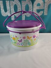 Tupperware Round Nesting Storage Canister Butterfly Flowers 14 cup Carrolier picture