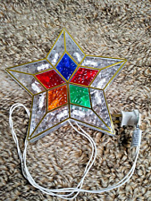 Faux Stained Glass Christmas Tree Topper Star Plastic Decor picture