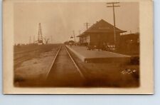 RPPC Real Photo Postcard Oklahoma Keifer FRISCO Railroad Depot Station OIL picture