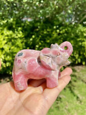 344g Natural Rhodochrosite elephant skull Carved Healing Stone  Decor gift picture