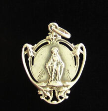 Vintage Silver Virgin Mary Medal Religious Holy Catholic picture