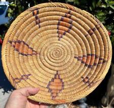 Vintage Hand Woven Coil Coiled Basket Round Ethnic Tribal Folk Art picture