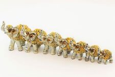Set of 7 Gold Color Lucky Elephants Statues Feng Shui Figurine Home Decor picture