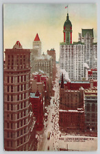 New York City NY Lower Broadway Looking Downtown Divided Back Postcard picture
