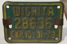 Vintage 1972-1973 Wichita Kansas Bicycle License Plate Stingray picture