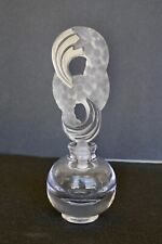 Vintage Czechoslovakian  Elegant Crystal Perfume Bottle Frosted Floral Stopper picture
