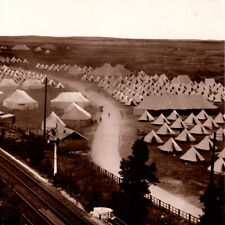 Antique 1910s WWI RPPC Morfa Camp Conway Train Railway Track Postcard UK picture