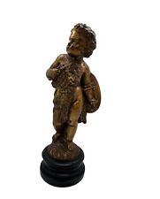 Vintage Italian Borghese Gilded Boy Statue Figurine 11” picture