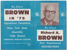 Richard A Brown New York State Assembly Chenango Madison County 1970 Card picture