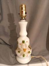 Vintage Milk Glass Accent Lamp Hand Painted Rare Shape picture