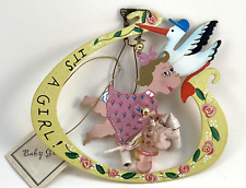 Silvestri Fanciful Flights IT'S A GIRL Stork Baby Girl Charms Metal Ornament picture