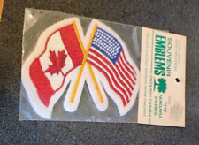 EMBROIDERED CANADIAN EMBLEM VINTAGE CANADA FLAG USA FLAG NIP SOUVENIR PATCH picture
