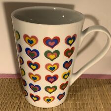 Vtg~Retro Colorful Hearts Coffee Mug~12 Oz Porcelain~Valentines Day~Gift READ picture