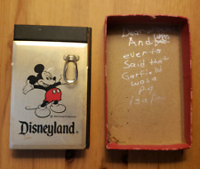 VTG Golden Metal Disneyland Mickey Mouse Notepad Holder w/ Pen Holder picture