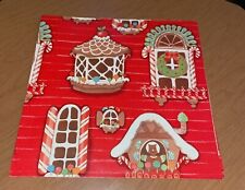 VTG CHRISTMAS TIE TIE WRAPPING PAPER GIFT WRAP 1960 GINGERBREAD HOUSE CUTE NOS picture