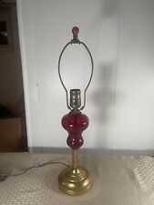 Vintage Red Glass Table Lamp  20” Total Height  Red Glass Finial picture