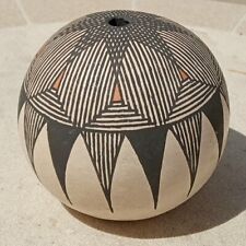 VTG GEOMETRIC Native American Acoma Pueblo Pottery Seed Pot Miniature Fine Paint picture