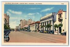 c1910's Colorado Boulevard Looking West Cars Pasadena California CA Postcard picture