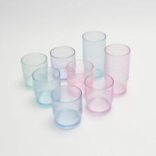 Vintage TUPPERWARE #1672 Preludio Clear Pastel Acrylic Stackable Tumblers Lot 8 picture