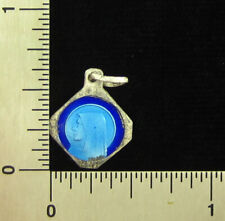 Vintage Mary Lourdes Blue Enamel Medal Holy Catholic Petite Medal Small Size picture
