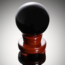 80MM stand Natural Black Obsidian Sphere Large Crystal Ball Healing Stone Gift picture