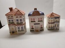 Vintage Avon Victorian House Cookie Jar Set of 3 Townhouse Canister Collection picture