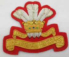 The Royal Hussars Shoulder Crest Bullion Patch Red & Gold   AL picture