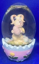 Vintage Egg Shaped Easter Bunny Rabbit Painted Egg Holding Water Globe picture