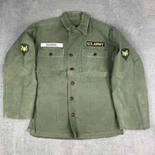 Vintage US Army OG-107 Military Shirt Mens Medium Button Up Green picture