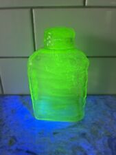 Vintage Consolidated Glass Catalonian Green Jar with Glass Lid Uranium Glows picture