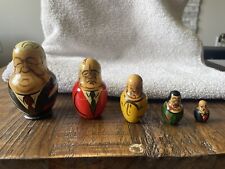 Vintage Nesting Dolls Russian USSR Presidents Set of 5 Soviet Leaders Wooden picture