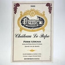 Vtg 1988 Chateau Le Pape Pessac Leognan France Linen Wine Wall Art Hanging Towel picture