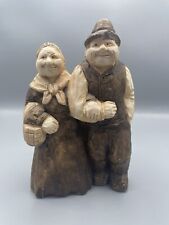 Very Old Denmark Chalkware Grandma and Grandpa Figurine Signed picture