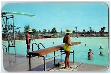 c1950's Swimming Pool At Levittown Long Island New York NY Vintage Postcard picture