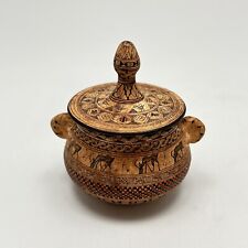 Miniature Minoan Crete Pyxis Ceramic Pottery Handpainted Repro Trinket Pot picture