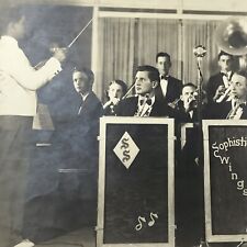 Vintage Black and White Photo Sophisticated Wingsters Music Band Conductor Baton picture