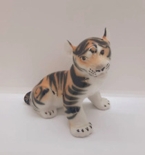 Porcelain Statue Vintage Tiger Cub 1991 Ussr Multicolor Rare Decor Unique 271g picture