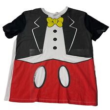 Vintage Disney AOP Mickey Mouse T Shirt Tuxedo Face In Hole Style Large L picture