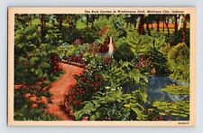 Postcard Indiana Michigan City IN Washington Park Rock Garden 1940s Unposted picture