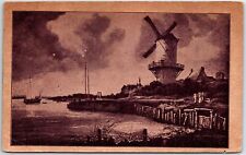 VINTAGE POSTCARD THE DUTCH WINDMILL AT RUYSDAEL ART WHITE HALL MONTANA 1908 RARE picture