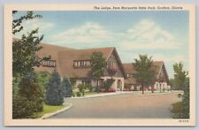 Postcard The Lodge Pere Marquette State Park Grafton Illinois, c1940s picture