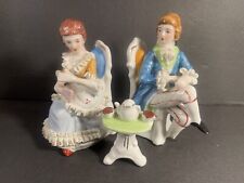 Victorian Lady & Gentleman At  Tea Table Figurines Vintage READ picture